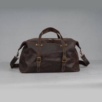 Large Genuine Leather Holdall Tan Brown, 5 of 12