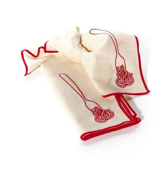 Set Of Two Spagetti Linen Embroidered Napkins, 2 of 2