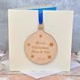Personalised Wooden Bauble Christmas Card, thumbnail 1 of 3