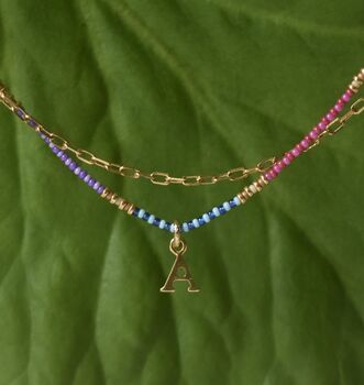 Boho Initial Gold And Beaded Double Strand Necklace, 5 of 6