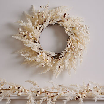 Luxury Pre Lit Pampas Wreath And Garland Collection, 8 of 9