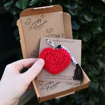 Personalised Crochet Heart Keyring Gift, 3 of 9