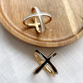 Enamel Four Way Scarf Ring Holder In Black Or White | Silk Scarf Ring / Scarf Buckle | Stylish Scarf Holder Gift For Her, 6 of 12