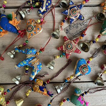 Hanging Fabric Elephant Bell Recycled Sari Decoration, 5 of 5