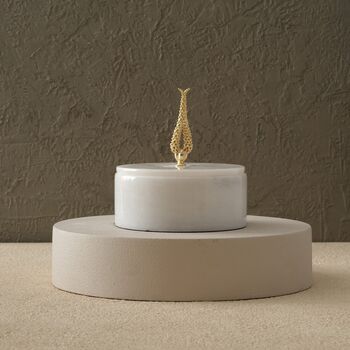 Handmade Grey Marble Box With Brass Hyacinth Detail, 2 of 4