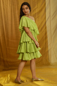 Avanti Tissue Chanderi One Shoulder Dress, 9 of 9