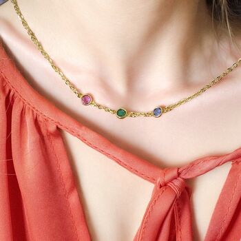 Mini Gold Plated Family Birthstone Link Necklace, 3 of 6