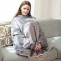Grey Oversized Plush Hoodie Wearable Blanket, thumbnail 1 of 4