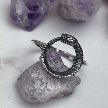 Sterling Silver Ouroboros Snake Ring, 9 of 11