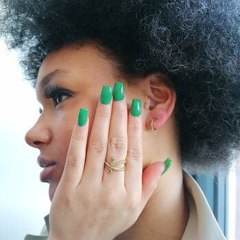 Snake Open Ring With Green Eyes, 4 of 6