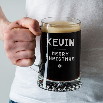 Personalised Christmas Pint Glass Tankard For Him, 6 of 6