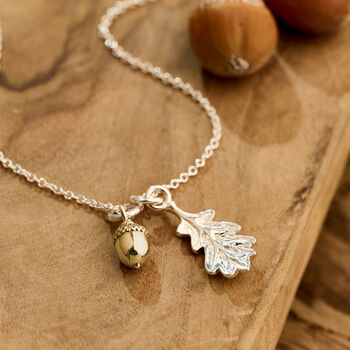Little Acorn And Oak Leaf Silver Or Gold Necklace, 4 of 7