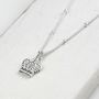 Sterling Silver Crown Charm Necklace, thumbnail 1 of 5