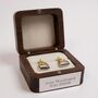 Personalised Sterling Silver And Gold Stirrup Earrings, thumbnail 2 of 10