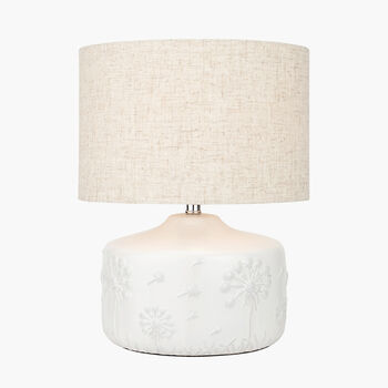 White Small Floral Ceramic Table Lamp, 2 of 9