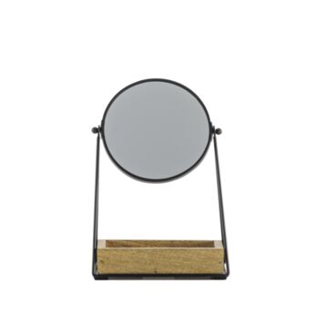 Black Vanity Mirror With Wooden Tray Shelve, 3 of 3