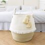 White Cotton And Jute Storage Basket With Tassels, thumbnail 1 of 4