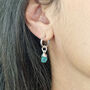 Raw Turquoise December Birthstone Silver Huggies, thumbnail 2 of 5