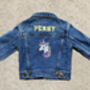 Kids Personalised Denim Jacket Special Sparkly Unicorn, thumbnail 4 of 9