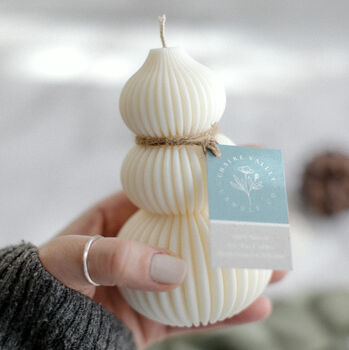 Bauble Tree Natural Soy Wax Ribbed Pillar Candle, 2 of 7