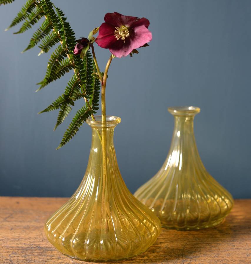 yellow ribbed glass vase by the forest & co