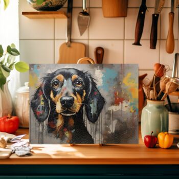 Dachshund Drip Textured Glass Chopping Boards, 3 of 7