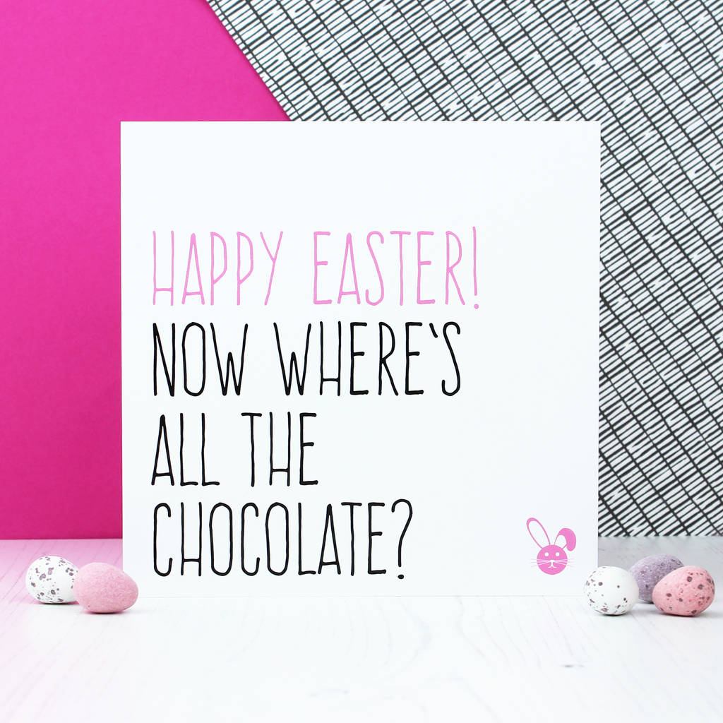 'where's all the chocolate' easter card by purple tree designs