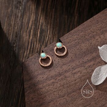 Aqua Green Opal Double Circle Stud Earrings, 5 of 11