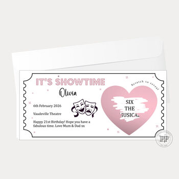 Personalised Theatre Show Ticket, Scratch To Reveal Theatre Ticket, 4 of 10