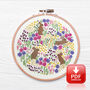 Wild Flowers And Rabbits Embroidery Pdf Digital Product, thumbnail 1 of 2