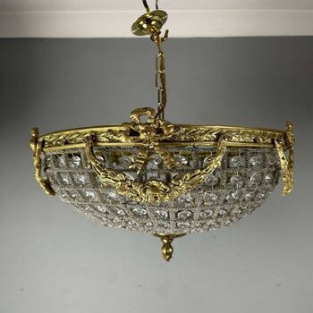 Brass Half Basket Empire Chandelier, 4 of 6