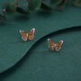 Sterling Silver Monarch Butterfly Stud Earrings, thumbnail 4 of 11
