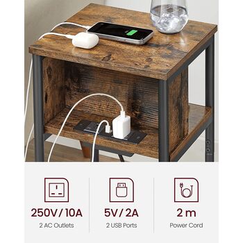 Slim Side Bedside Table With Charging Station, 3 of 9