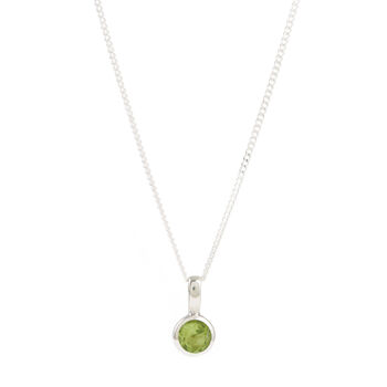August Birthstone Peridot Silver Charm Necklace, 3 of 9