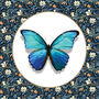 Blue Butterfly On William Morris Inspired Background, thumbnail 5 of 5