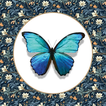 Blue Butterfly On William Morris Inspired Background, 5 of 5