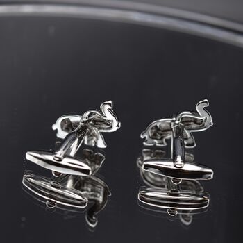 Elephant Cufflinks 316 L Stainless Steel Symbol Of Strength And Wisdom, 4 of 6