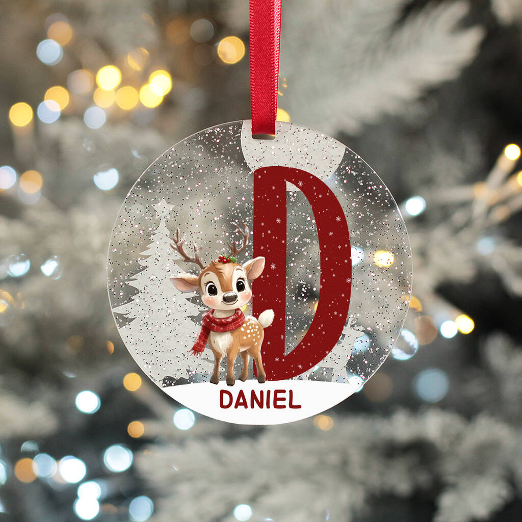 Reindeer Alphabet Initial And Name Glitter Acrylic Christmas Decoration, 1 of 5