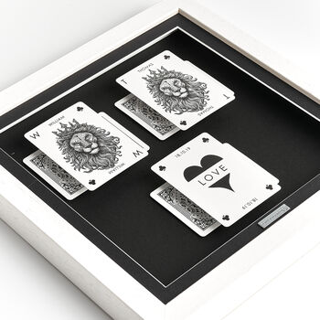 Personalised Gay Couples Gift Royal Lion Playing Cards Frame, 2 of 9