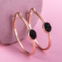 18k Rose Gold Plated Black Druzy Crystal Large Hoops, thumbnail 1 of 4