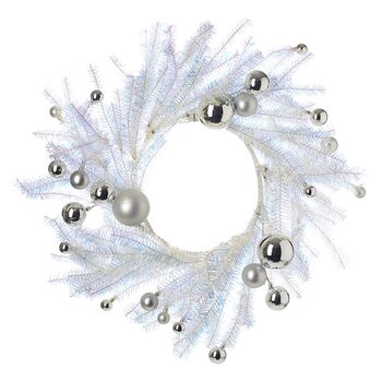 Large White Festive Wreath With Silver Baubles, 5 of 5