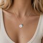Silver Plated Script Initial Birthstone Disc Necklace, thumbnail 2 of 7