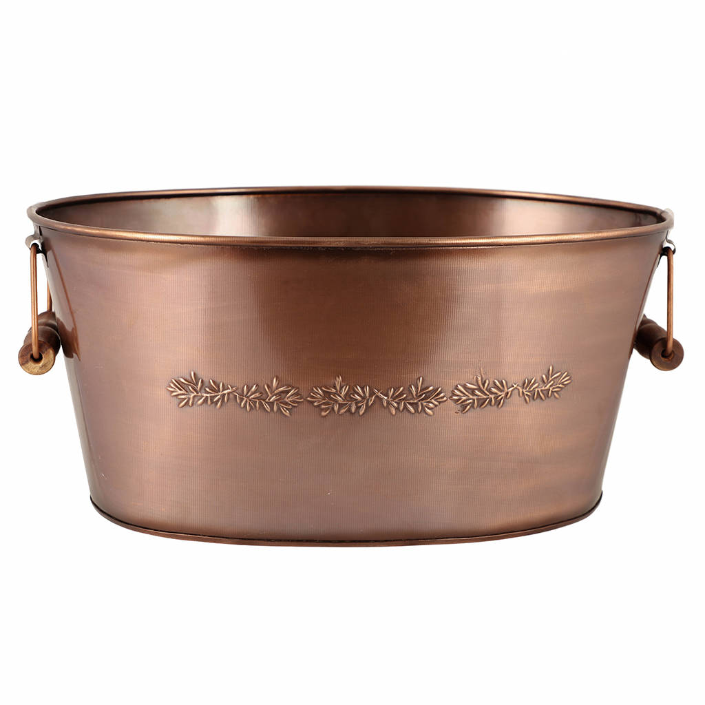 embossed copper log bucket by dibor