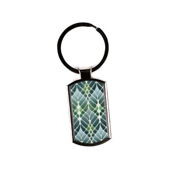 Interwoven Trees Muted Greens Handprinted Keyring, 2 of 9