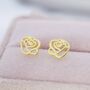 Cut Out Rose Flower Stud Earrings In Sterling Silver, thumbnail 5 of 12