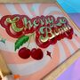 'Cherry Bomb' Reverse Glass Gold Leaf Wall Art Sign, thumbnail 1 of 12