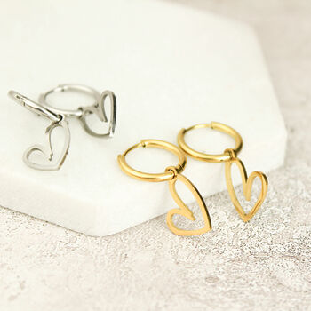 Heart Hoop Earrings In Silver Or Gold Colour, 5 of 9