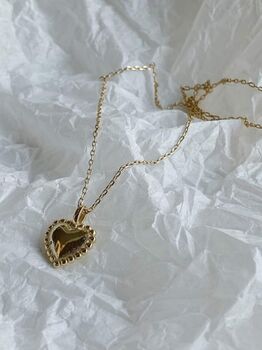 Dainty 18 K Gold Heart Love Minimalist Necklace, 6 of 7