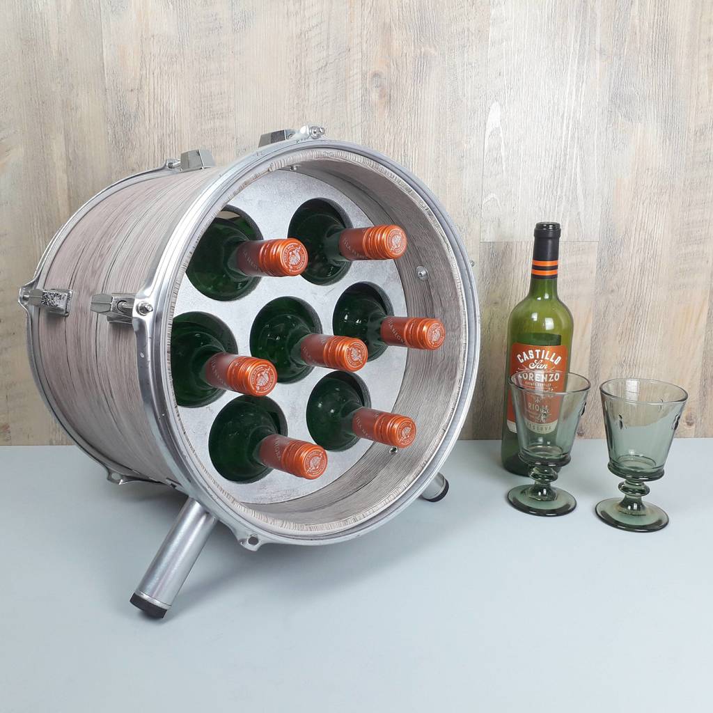 Drum Wine Rack With Lights By Vinyl Village