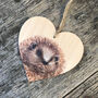 Hedgehog Wooden Hanging Heart Decoration, thumbnail 1 of 2